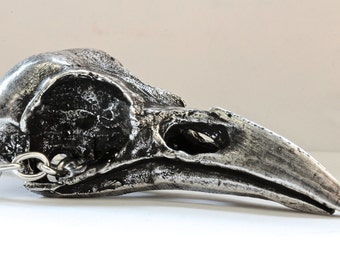 Silver Crow Skull Necklace Life Sized Made in NYC