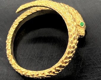 Dragon Snake Ring 14k gold emerald eyes adjustable size made in NYC