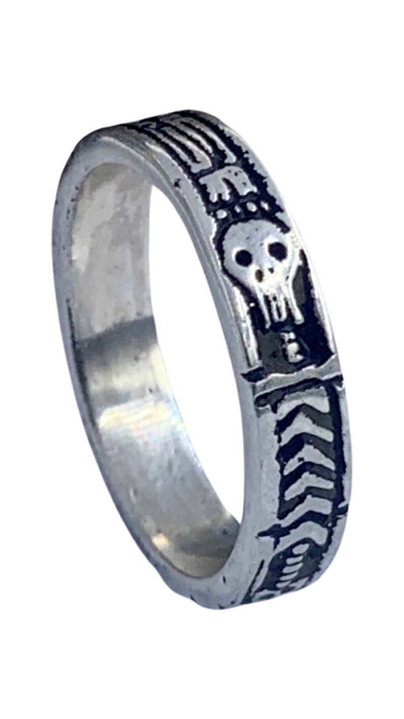 Georgian Skeleton Ring, Memento Mori Jewelry, Mourning Ring, Sterling Silver, Blue Bayer Design NYC Free US Shipping image 2