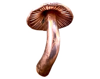 Mushroom wall hook solid metal rose gold plated pewter made in NYC Blue Bayer Design