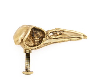 Crow Skull Cabinet Knob made in NYC gold plated Blue Bayer Design NYC