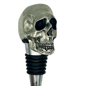 Skull bottle stopper cast metal wine topper made in NYC