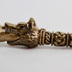 Viking Wolf Cigarette Holder cast in solid bronze made in  NYC