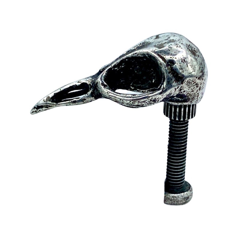 Metal Bird Skull Cabinet Knob cast metal. Antique silver plate. Made in NYC Price is per knob image 4
