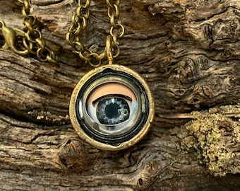 Blinky The Evil-Eye  Necklace, Moving Doll Eye of Protection,  Blue Bayer Design Made in NYC