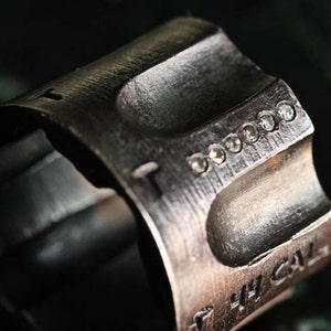 Pistol Ring 44 cal cylinder gun ring 7 diamonds in Black Sterling Silver Sizes 4 through 13 Made in NYC image 1