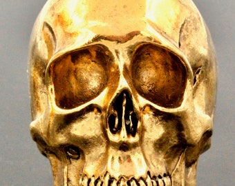 Medium metal skull gold plated made in NYC