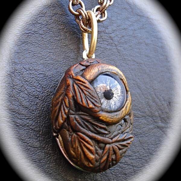 Human Blue Eye Locket Unique smaller version.SteamPunk Eye of Protection. On a nice chain.  Lotr. Made by hand in NYC. Comes to you in a gift box.