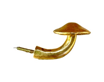 Mushroom wall hook solid metal gold plated pewter made in NYC Blue Bayer Design