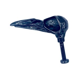 Crow Skull Cabinet Knob Metal made in NYC  black gun metal plated Blue Bayer Design NYC