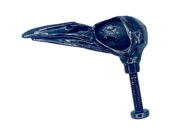 Crow Skull Cabinet Knob Metal made in NYC  black gun metal plated Blue Bayer Design NYC