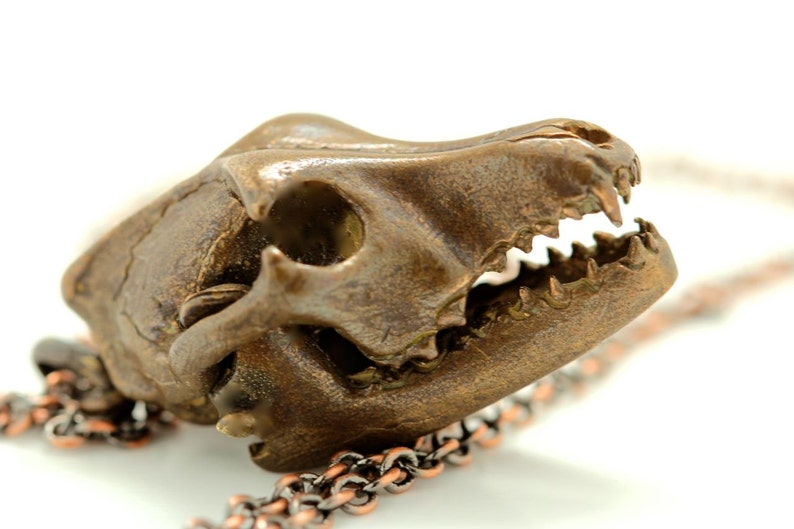Wolf Skull Necklace Moving Jaw Bronze Made in NYC Etsy