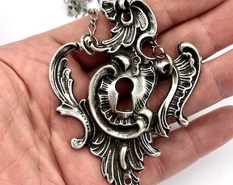Big Victorian keyhole necklace made in NYC