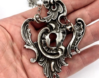 Big Victorian keyhole necklace made in NYC