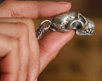 Bat Skull Necklace life sized antique silver made in NYC On Sale