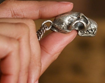 Bat Skull Necklace life sized antique silver made in NYC On Sale