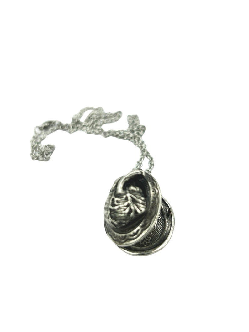 Small Anatomical Heart Locket Necklace , Anatomical Heart Jewelry, antique silver finish buy online image 2