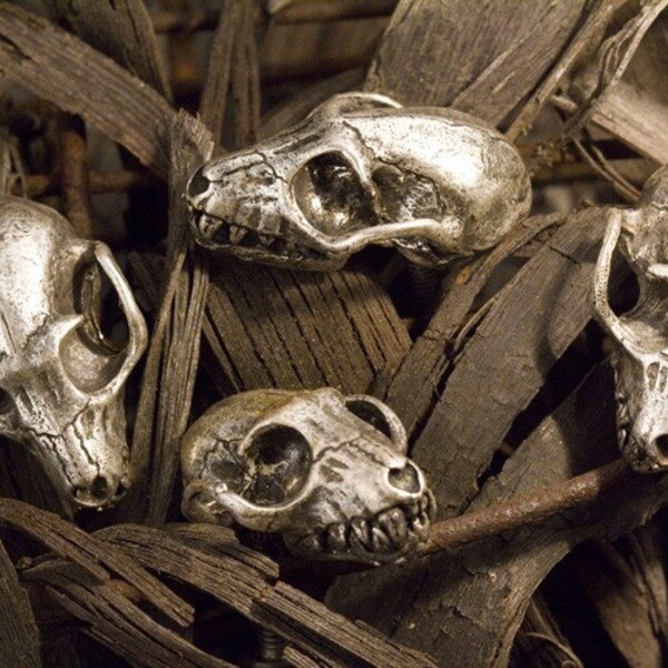 Bat Skull Cabinet Hardware, One knob Antique Silver (Made in NYC)