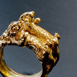 Gold Otter Rings, Otters holding hands rings set in solid gold Blue Bayer Design NYC