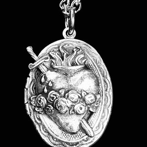 Sacred Heart Locket Necklace , Anatomical Heart Jewelry, antique silver finish buy online zdjęcie 8