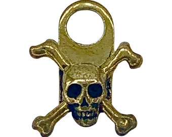 Skull and Crossed Bones bronze zipper pull  zipper charm made in NYC