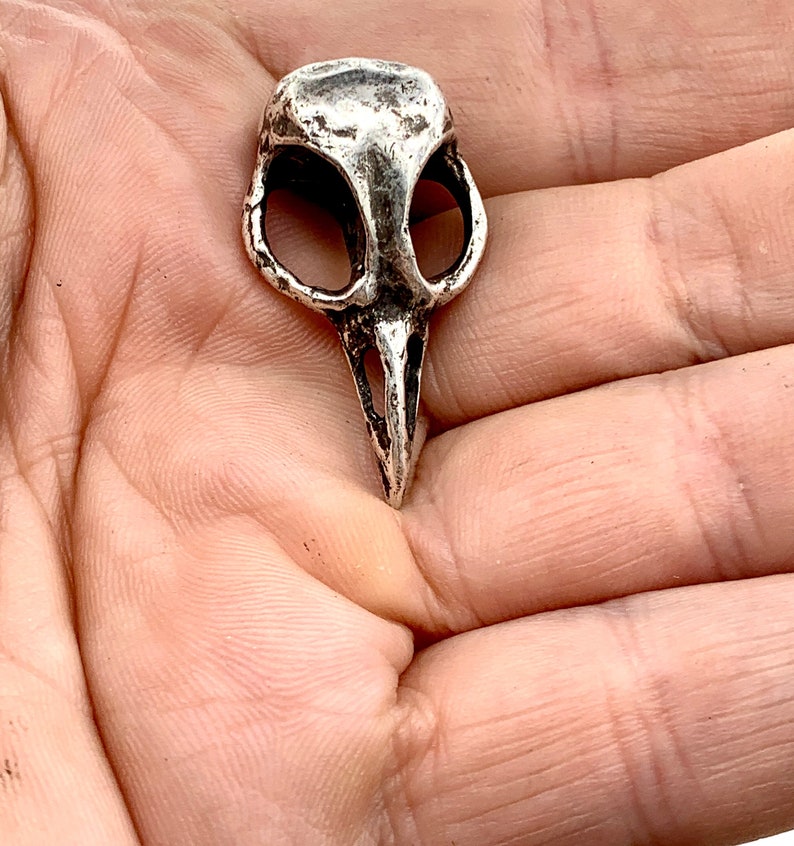 Metal Bird Skull Cabinet Knob cast metal. Antique silver plate. Made in NYC Price is per knob image 1