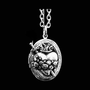 Sacred Heart Locket Necklace , Anatomical Heart Jewelry, antique silver finish buy online zdjęcie 3