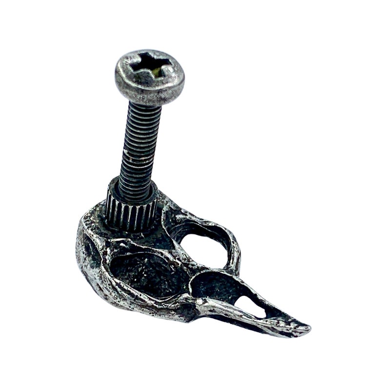 Metal Bird Skull Cabinet Knob cast metal. Antique silver plate. Made in NYC Price is per knob image 5