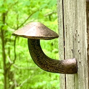 Mushroom wall hook solid metal bronze plated pewter made in NYC Blue Bayer Design