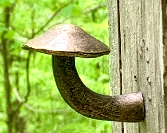 Mushroom wall hook solid metal bronze plated pewter made in NYC Blue Bayer Design