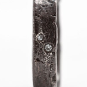 Diamond Tree Bark Ring, blackened sterling silver, made in NYC, Blue Bayer Desgn image 5