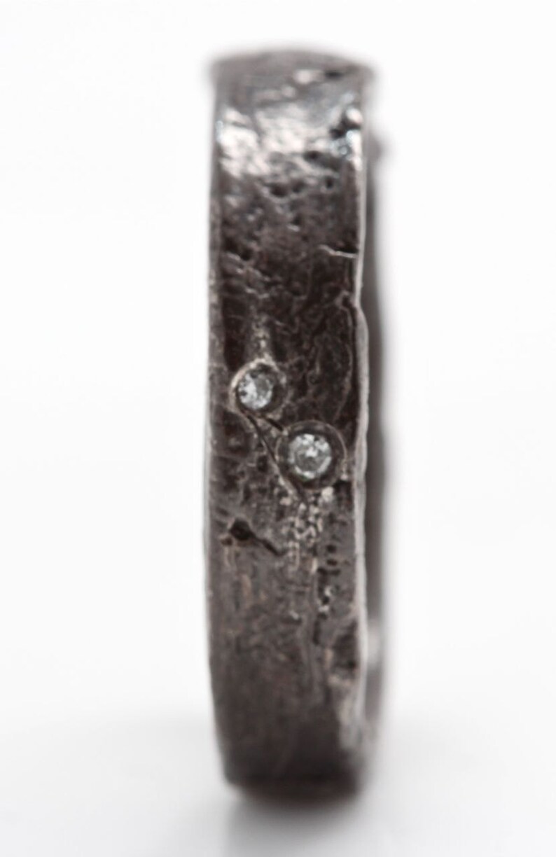 Diamond Tree Bark Ring, blackened sterling silver, made in NYC, Blue Bayer Desgn image 5