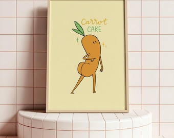 Carrot Cake Poster, Funny Food Art