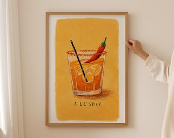 Spicy Margarita Kitchen Print: Trendy Cocktail Wall Art