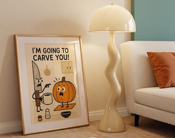 Funny Halloween Pumpkin Kitchen Poster: Spooky Season Art (Digital Download