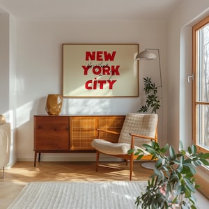 Red Vintage New York City Art Print Set (Digital Download)