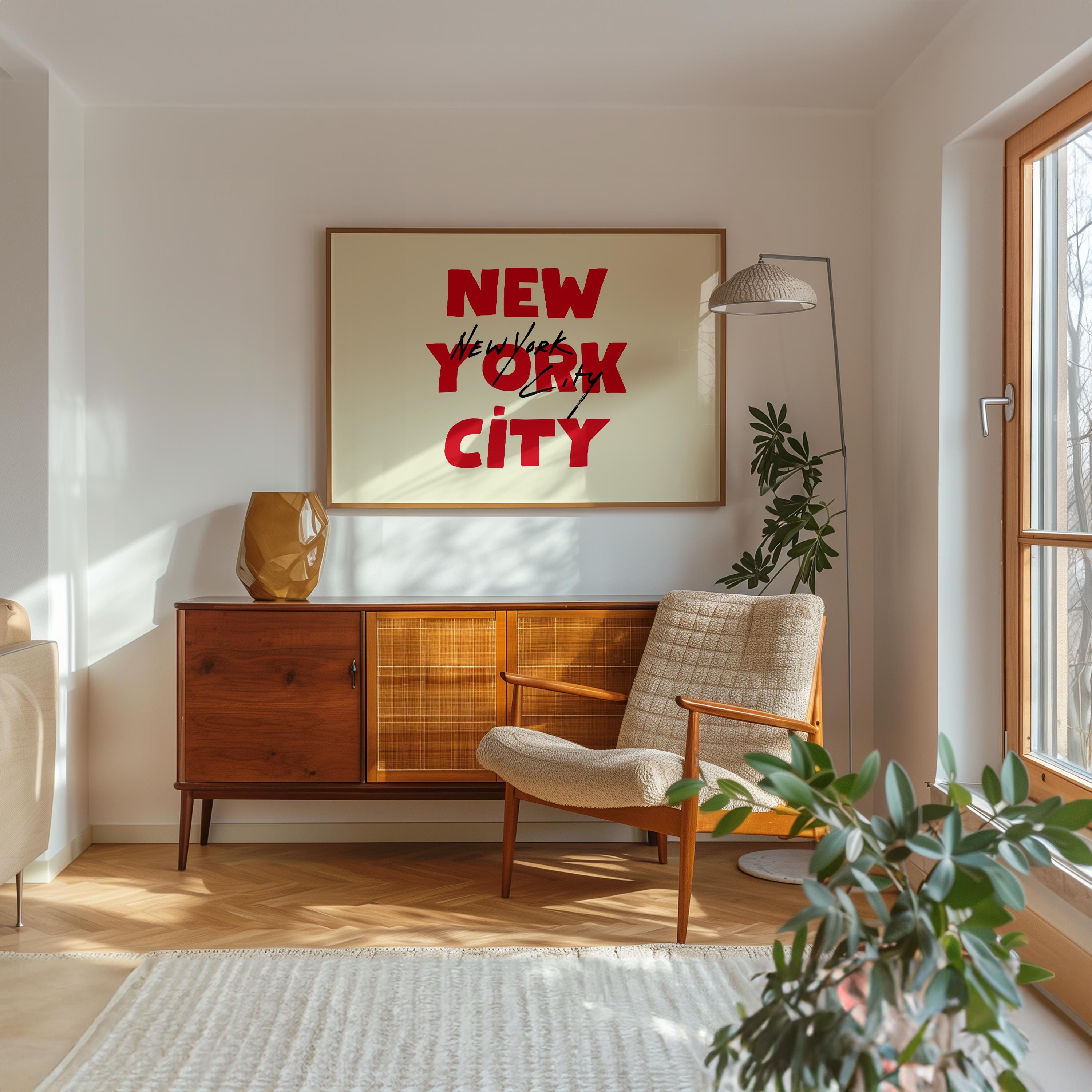 Red Vintage New York City Art Print Set (Digital Download)