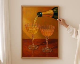 Vintage Champagne Poster, Bar Print
