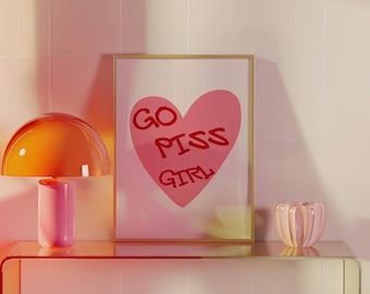 Funny Bathroom Art Print: Go Piss Girl Trendy Poster (Digital Download)