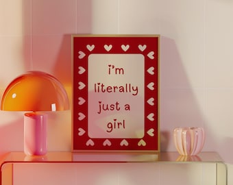 Red Girly Coquette Art Print: Dorm Room Decor (Digital Download)
