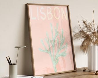 Lissabon Portugal Kunstdruck: Handgemalte portugiesische Kachel (Digitaler Download