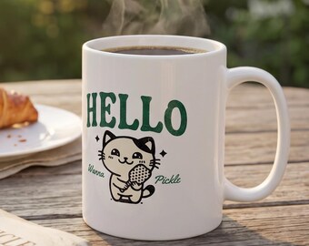 Hello Kitty Pickleball Mug, Wanna Pickle Cat Coffee Cup, Funny Pickleball Gift Ideas
