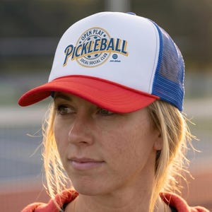 Pickleball Hat - Open Play Pickleball - Sporty Graphic Trucker Mesh Cap
