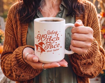 Taza con cara de bruja en reposo, divertida taza de café de Halloween, regalo práctico y mágico para mamás brujas.