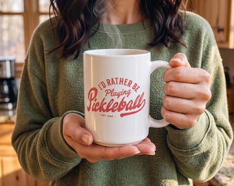 I'd Rather Be Playing Pickleball Mug - Ceramic Coffee And Tea Mug Gifts - Sporty Cup