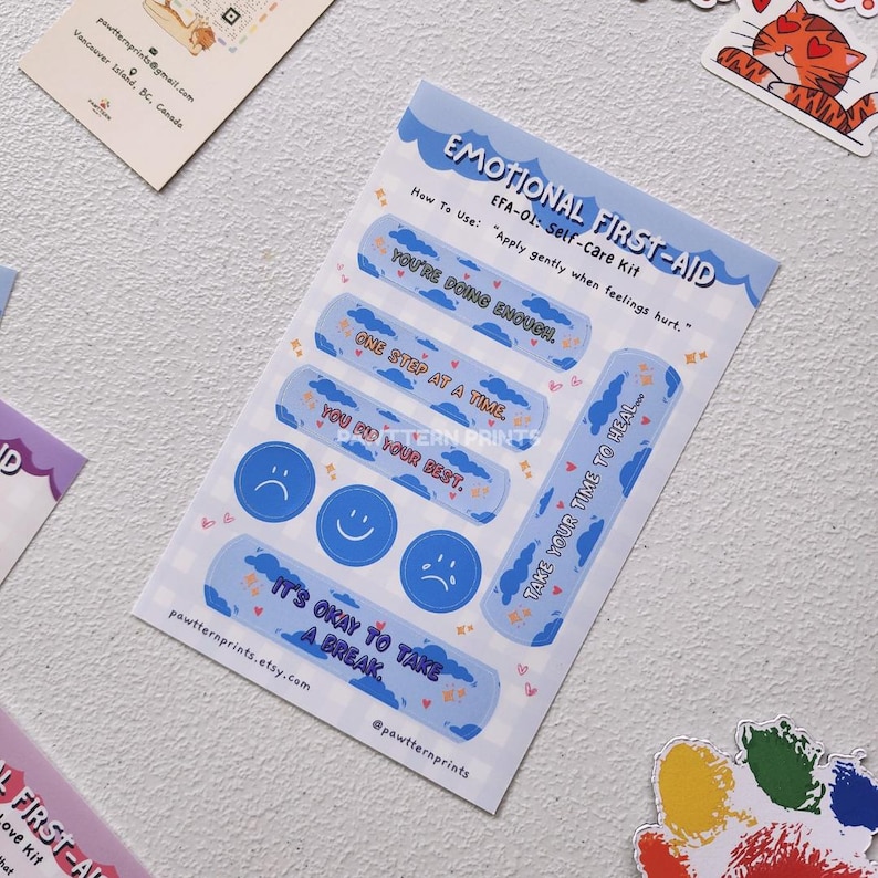 Emotional First Aid Kit Sticker Sheets | Self-care | Self-love | Kawaii ...