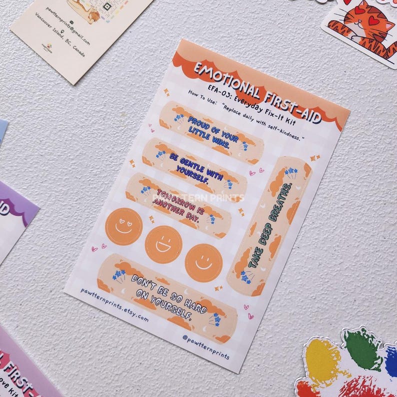 Emotional First Aid Kit Sticker Sheets | Self-care | Self-love | Kawaii ...