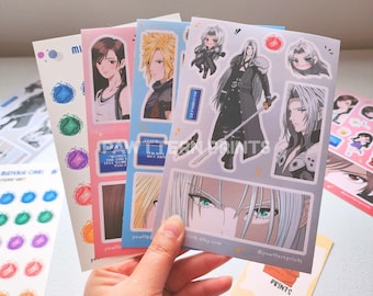 FF7 Fan Art Sticker Sheets | Fantasy Matte Vinyl Sticker | Kawaii Stationery