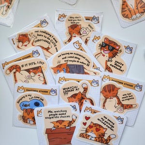 Sticker lié à la vie d'humeur | Sticker drôle d'humour de chat | Sticker mème | Autocollant en vinyle kawaii | Sticker bouteille pour ordinateur portable | Papeterie | Mat