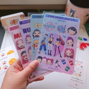 Kpop Demon Hunters Sticker Sheet | Huntrix Sticker | Vinyl Sticker | Kiss-cut | Scrapbook | Kawaii Fan Art | Handmade | Stationery | Decals